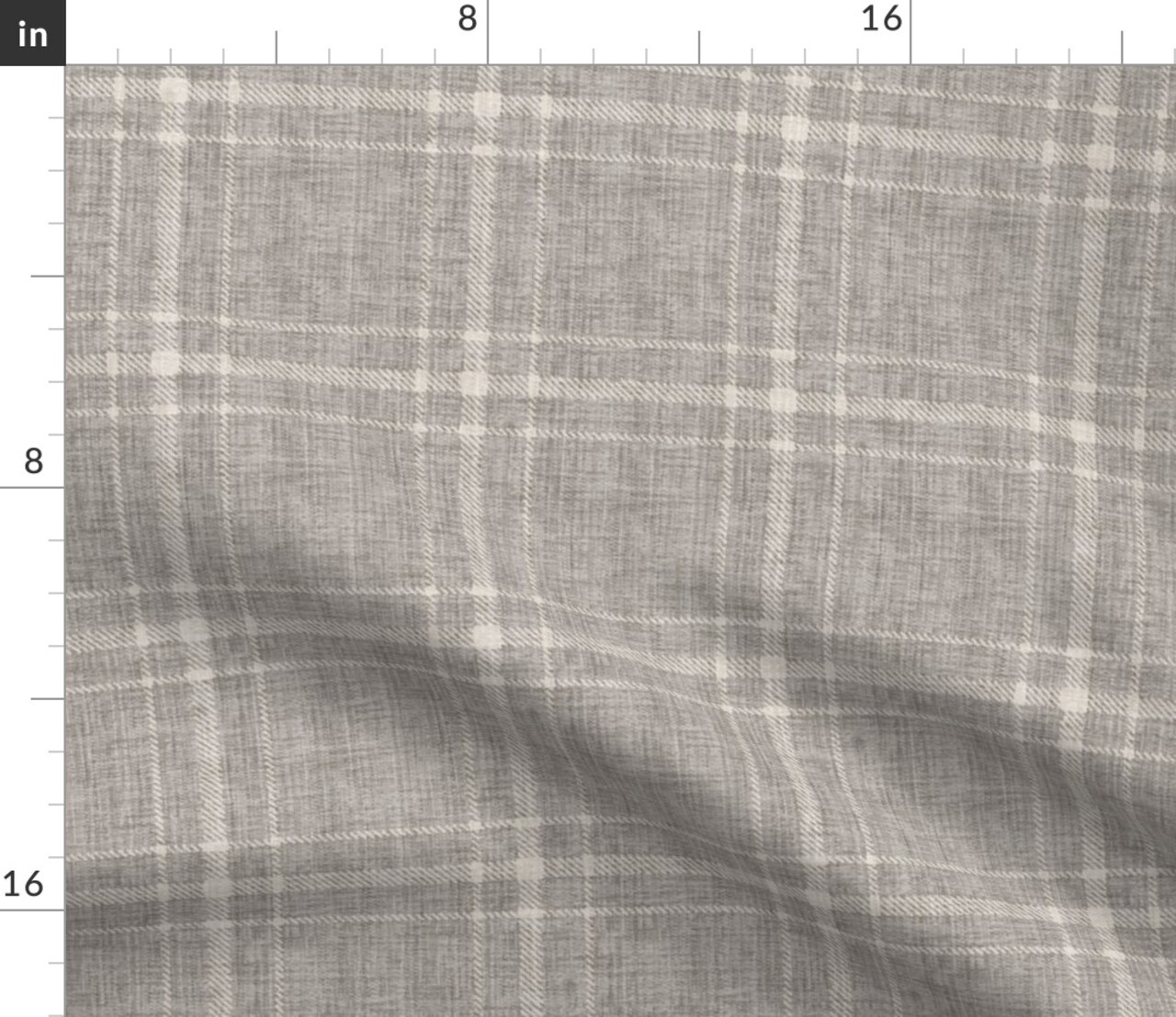 Grey Tartan Farmhouse Academia Plaid Large Neutral Scale Cottagecore Grandmillennial Custom Printed Fabric by Spoonflower Various Fabrics by the Yard or Fat Quarter
